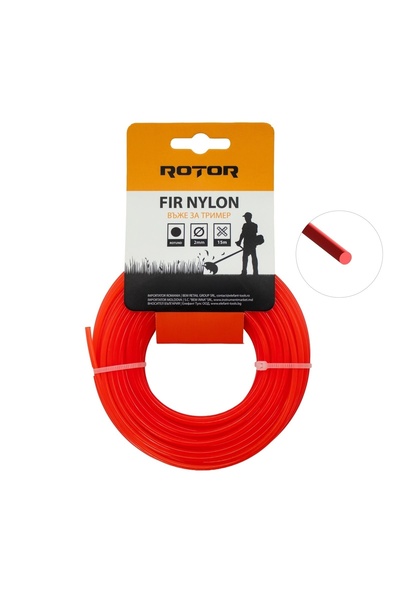 Rotor Set 10 Fire Nylon Rotund ROTOR, 2mm x 15m, rosu, pentru motocoasa si trimmer
