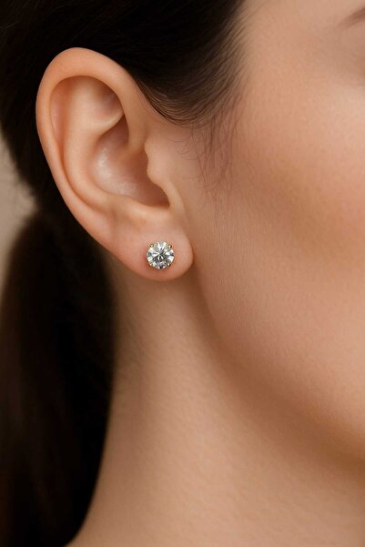 Bilge Kadın Aura Xuping Zircon Single Stone Gold Earrings