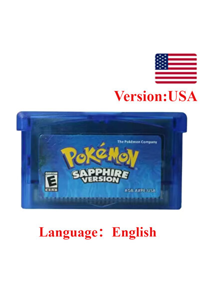 BANDAI Sapphire-USA GBA Game Pokemon Series 32 Bit Video Game Cartridge Conso...
