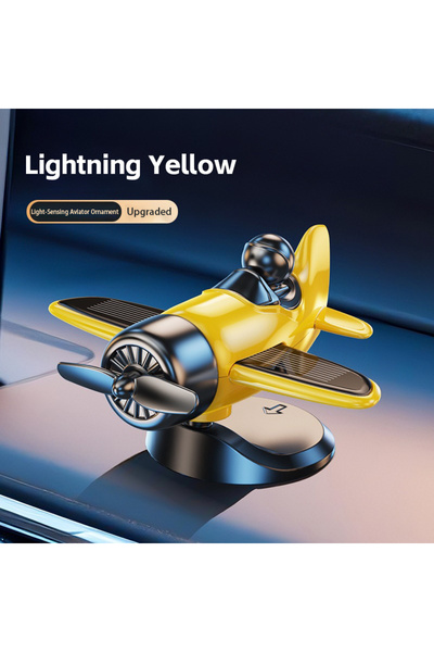 Choice Yellow Light Sensing Aviator Aircraft Car Ornament 360° Rotating Airpl...