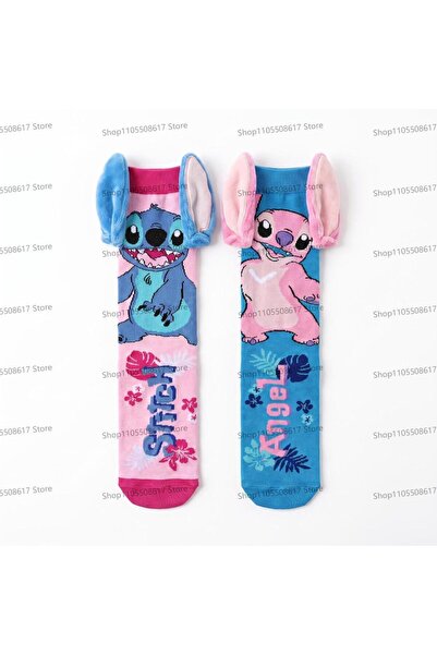 BANDAI Pink Cute Funny 3D Plush Stitch Cartoon Socks Anime Cartoon Character ...