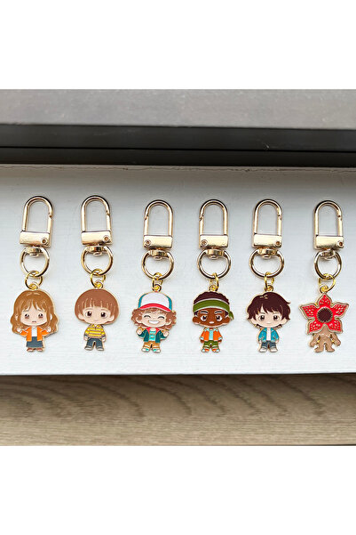 BANDAI 6pcs 6pcs Stranger Things Keychains Metal Pendant Will Byers Mike Whee...