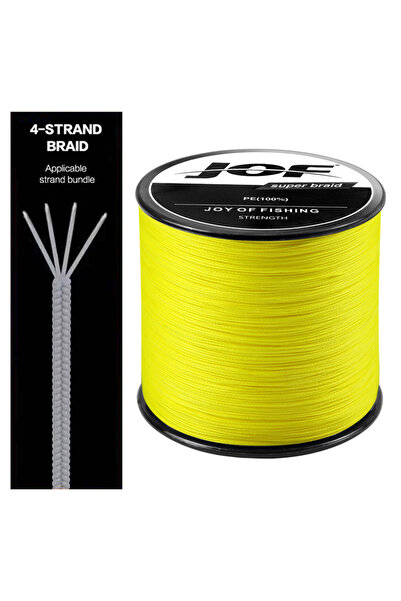 Choice خيط صيد مجدول JOF أصفر 300M-X4-2.0-30LB، 4 جدائل متعددة الشعيرات من ال...