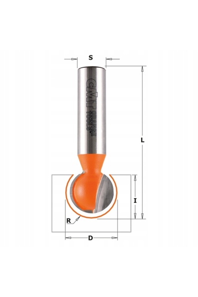 CMT Freză de capăt cu rază HM R=7,94, coadă de 8mm