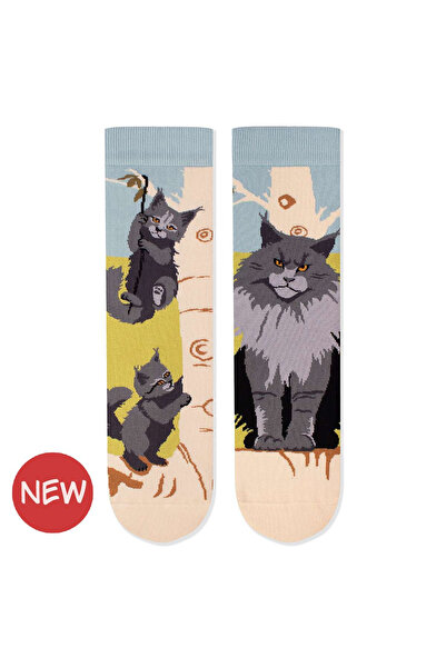 Pirin Hill Șosete de bumbac Arty Socks cu pisici Maine Coon albastre