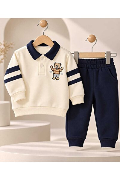 lova baby Ayıcıklı Polo Yaka Erkek Bebek 2’li Takım