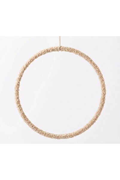 Generic Brand Hanging Christmas ornament, fluffy Teddy circle, Seasons, beige