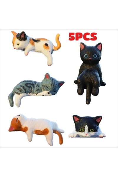 Choice black-5PCS 5PCS Cute Mini Cartoon Car Cat Ornaments Car Screen Edge De...