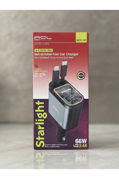 ACL Aura Akse Starlight 66W 3.4A RGB Işıklı ve Dijital Göstergeli, 4'ü 1 Arad...