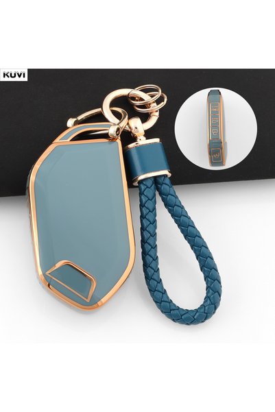 Choice غطاء مفتاح سيارة من مادة TPU بتصميم عصري باللون الرمادي مع سلسلة لسيار...