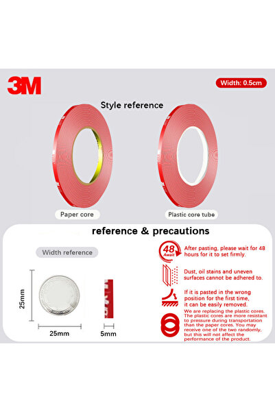 3M 5mm-3m 0.196in-118in Nano Adhesive Non Marking Double Sided VHB Tape Stron...