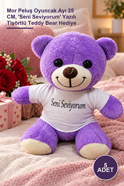 Yenilig 5 Pieces of Plush Teddy Bears – Purple Plush Teddy Bear 25 Cm, Teddy ...
