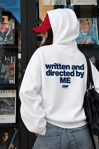 The Champ Clothing Kadın Oversize Hoodie Written & Directed Baskılı Beyaz – K...