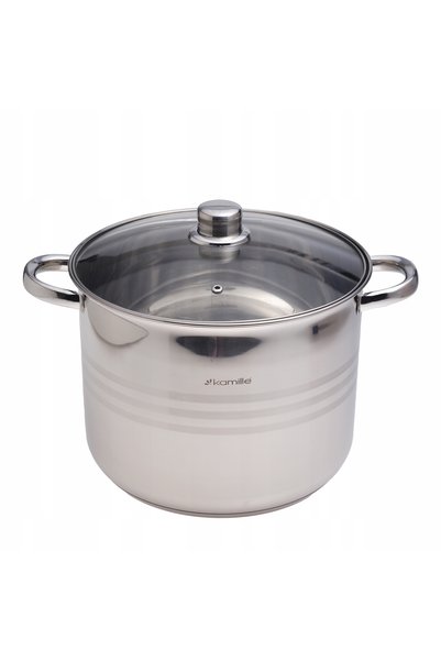 Kamille Oală gastronomică din oțel cu capac, 10,5 L, pentru inducție