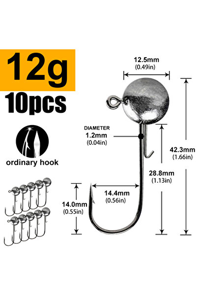 Choice 10 قطع من رؤوس صنارات الصيد بوزن 12 جرام، 1 جرام، 2 جرام، 3 جرام، 4 جر...