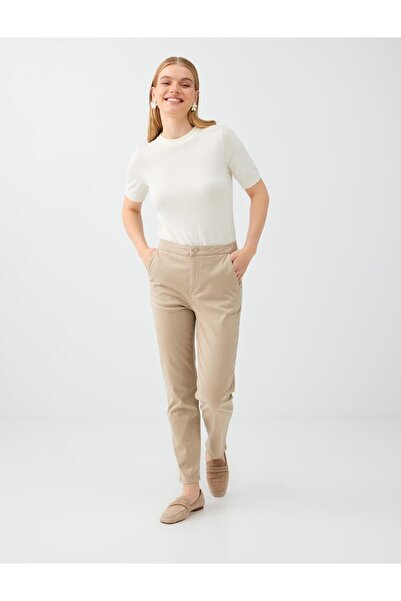 Jimmy Key Stone High Waist Tencel Trousers with Pocket Detail