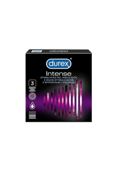 Durex Prezervative Intense, Latex, Transparente, 3 bucăți