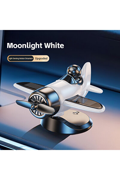 Choice White Light Sensing Aviator Aircraft Car Ornament 360° Rotating Airpla...