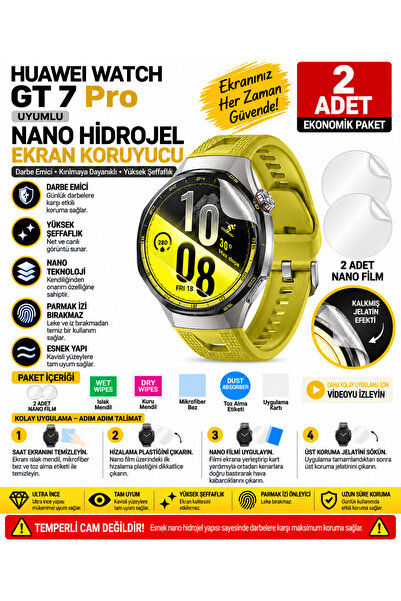 Astakos Huawei Watch GT 7 Pro Uyumlu 2 Adet Şeffaf Nano Hidrojel Ekran Koruyu...