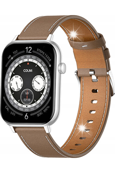 COLMI Smartwatch C28 Argintiu + curea din piele maro