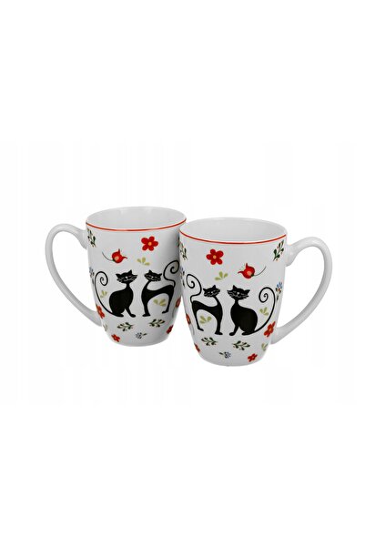 Duo Căni porțelan ANIMALE PISICI ETNO 380ml 2 buc.
