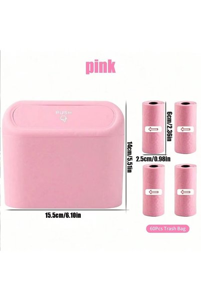 Choice سلة مهملات للسيارة من نوع Pink Kit Press مع أكياس قمامة قابلة للاستبدا...