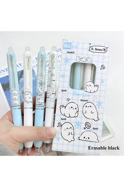 Choice Erasable Black 4-Pack 0.5mm Erasable Click Pens Set Blue/Black Ink Qui...