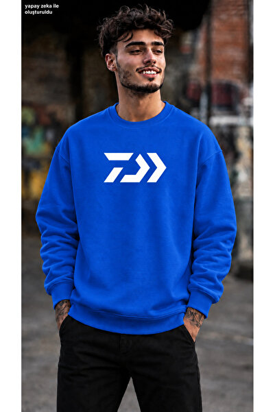 caddekombin Men's Geometric Daiwa Style Logo Printed Crew Neck Casual Regular...