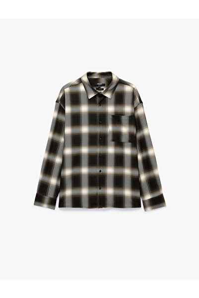 Koton Comfortable Fit Classic Collar Long Sleeve Plaid Shirt with Pockets