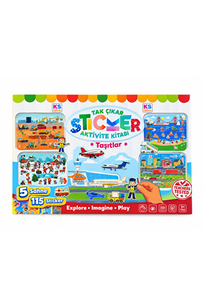 Ks Games Taşıtlar Tak Çıkar Sticker Aktivite Kitabı – 5 Sahne 115 Sticker – 3...