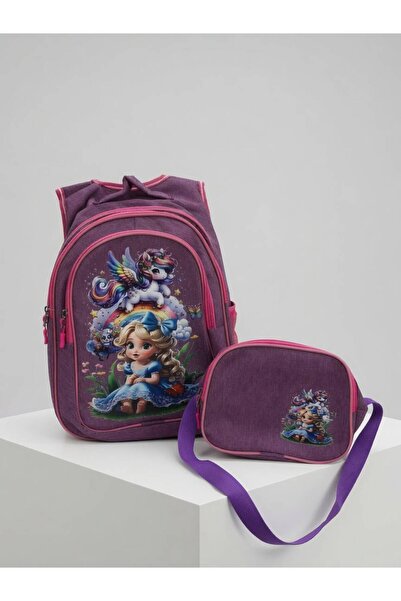 Kids Club Unicorn Printed Girls' School Bag Mürdüm