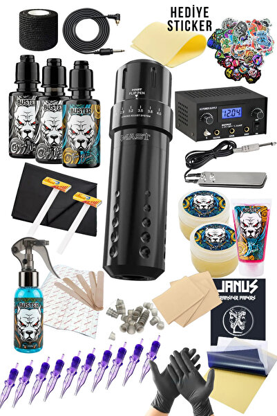 Tattoo Mast Flip Pen Ayarlanabilir Stroke Dövme Makinesi Seti – Başlangıç Döv...