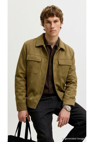 Jack & Jones Men's Jacket Shirt Collar Snap Button Pocket Casual Stylish Regu...