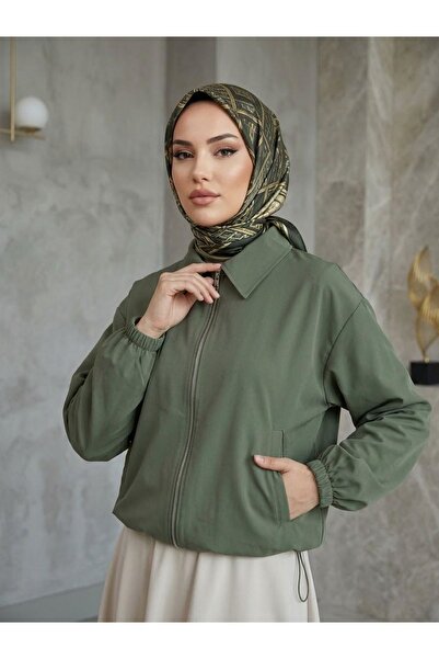 Foremia Flota Cep Zipper Detail Trench Coat-Khaki