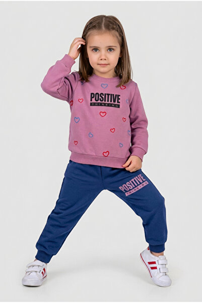 Beray Bebe Girl's 3-Thread Combed Cotton Winter Set – Positive Print Sweatshi...