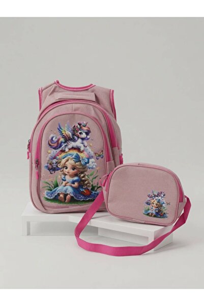Kids Club Unicorn Printed Girls' School Bag Powder