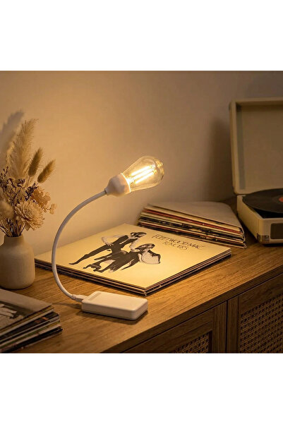 Powermaster USB LED Gece Lambası, Esnek Gövdeli Edison Ampul Tasarımı, Plak Çalar ve Ses Sistemi Köşeleri İçin