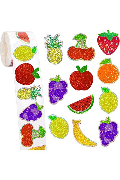 Choice H1094-3cm 500Pcs Back to School Fruit Stickers Roll 1.2in Laser Waterp...