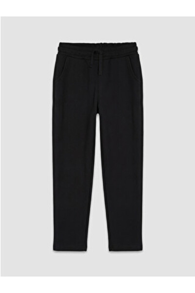 LC Waikiki Black Thick Girls' Sweatpants with Elastic Waist