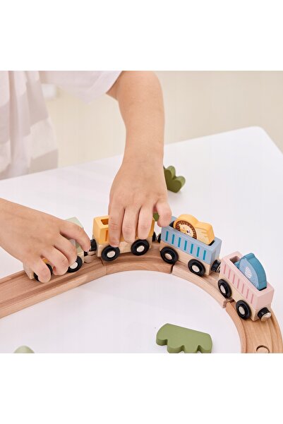 Viga PolarB Set de șine de tren din lemn 30 piese Cadou pentru băieți 3
