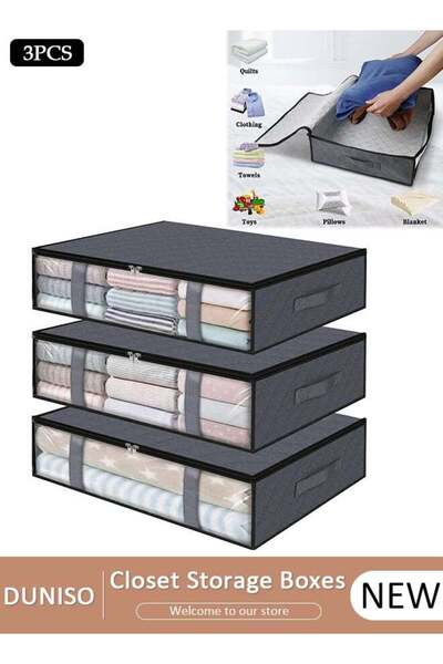 Generic 3 Pieces Foldable Fabric Closet Storage Organizer Foldable Closet Dra...