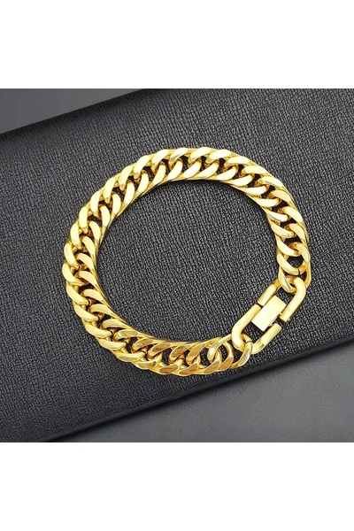 Alviro Brățară bărbătească tip lanț bordurat din oțel inoxidabil auriu, 8mm 19cm