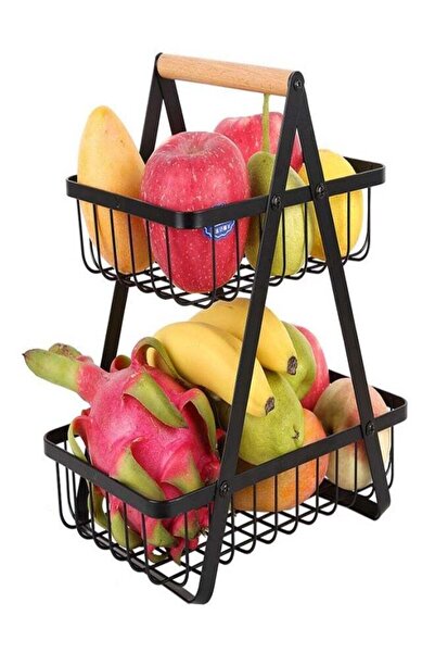 Generic 2-Tier Metal Countertop Modern Fruit Basket Storage, Vegetable Storag...