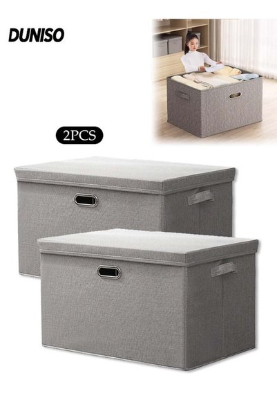 Generic 2Pcs Cloth Storage Box with lid,Foldable Wardrobe Clothes Organizer,S...