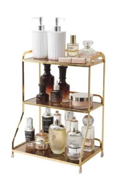 Generic 3-Tier Gold Bathroom Counter Organizer Shelf – Metal Skincare Makeup ...