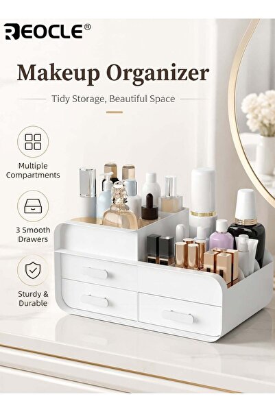 Generic Makeup Organiser Cosmetic Storage Box Plastic Cosmetics Holder with 3...