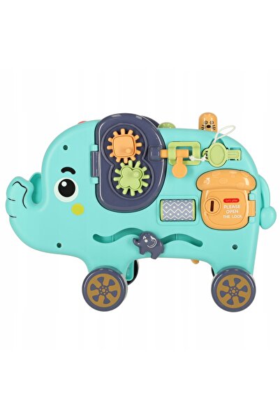 Ikonka Elefant Montessori Placă de manipulare cu șuruburi, sortator, blocuri,...