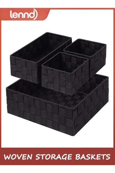 Generic Woven Storage Baskets for Organizing, Small Black Baskets Cube Bin Co...