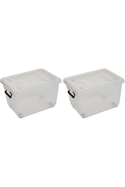 Generic Cosmoplast 33L Clear Plastic Storage Box with Wheels & Lockable Lid -...