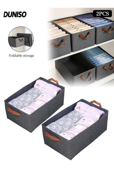 Generic 2 Pcs Storage Box,Foldable Clothes Organizer with Handles,Closet Stor...